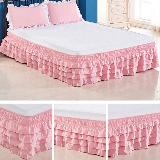 4-story Ruffle bed skirt surrounding elastic bedspread no surface family hotel double bed / full bed / king bed / king bed