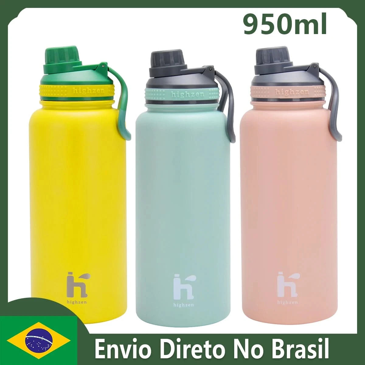 Stainless Steel Vacuum Insulated Fitness Water Thermos with 1000ML Handle