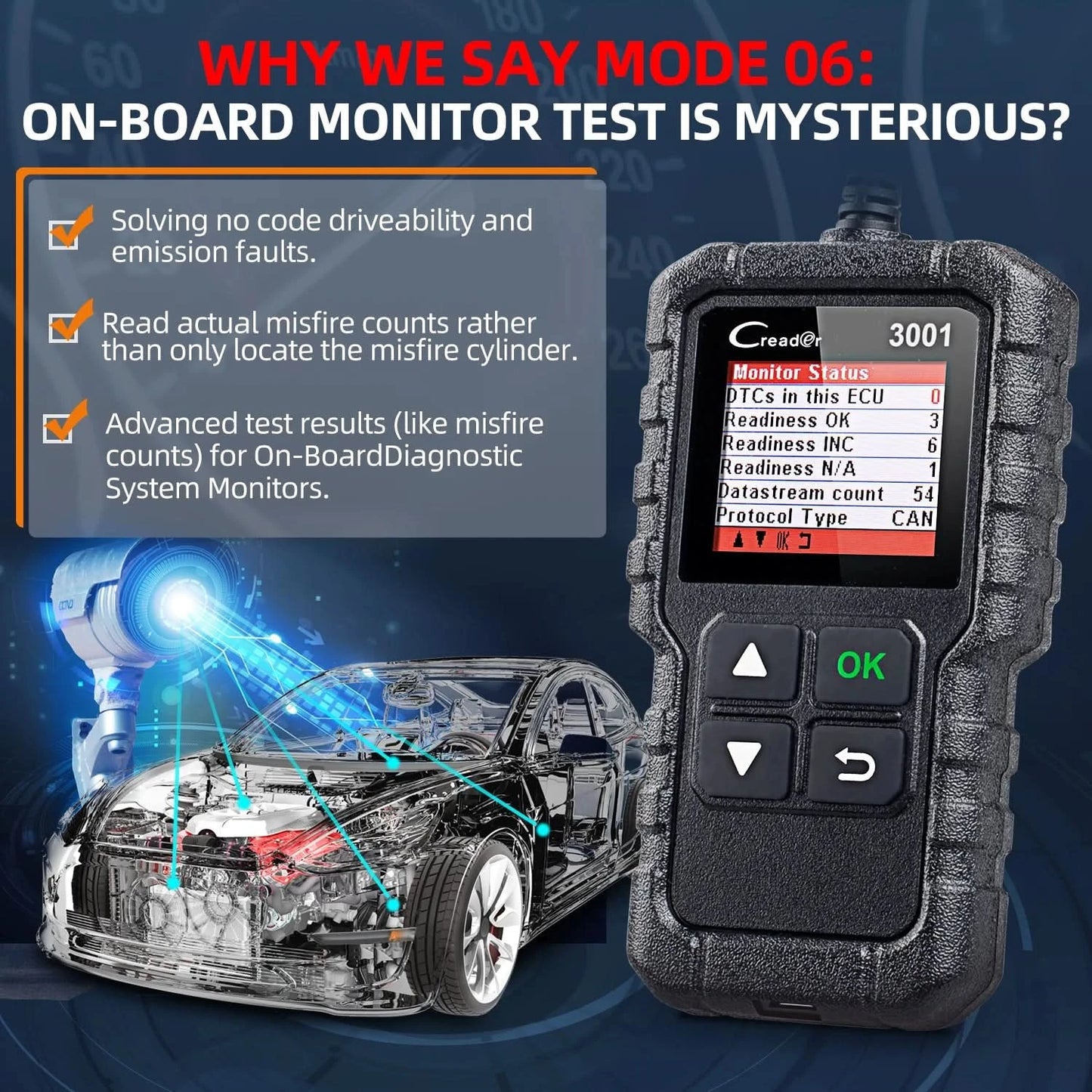 LAUNCH X431 CR3001 OBD2 Scanner Automotive Auto Full OBD2 Diagnosegerät Codeleser Scanner Kostenloses Update PK ELM 327