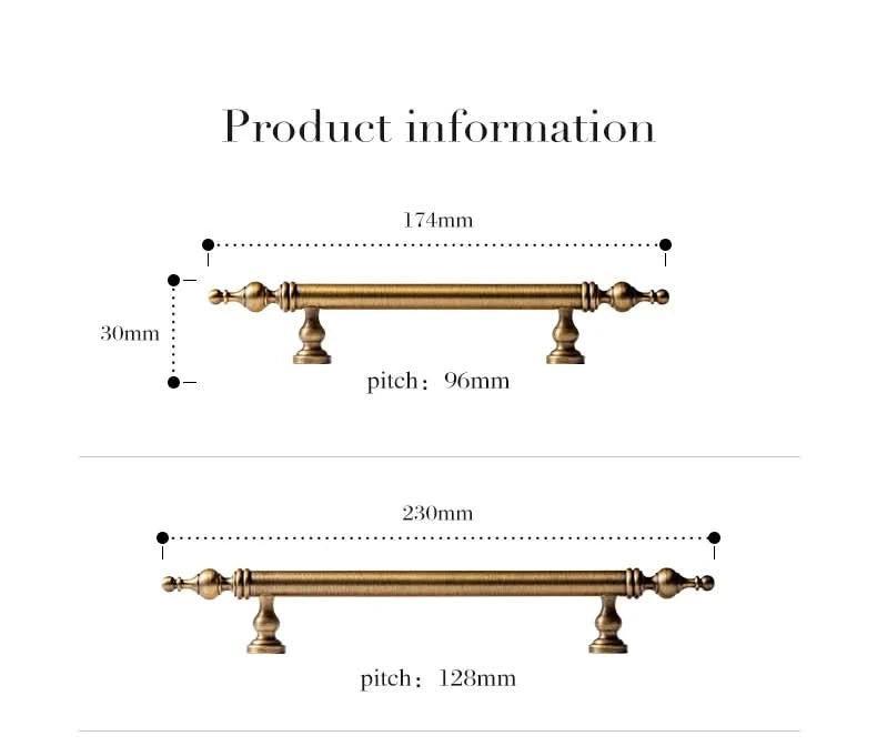Tinyhob Solid Antique Bronze Pull Brass Cabinet Knobs T Bar Funiture Wardrobe Appliance Handle Long Pull Drawer Handle