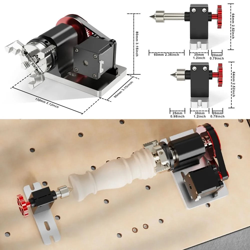 Twotrees 4. Achse CNC-Rotationsmodul-Kit für TTC450/TTC 450 PRO Rotationsrolle zum Gravieren zylindrischer Objekte Dosen