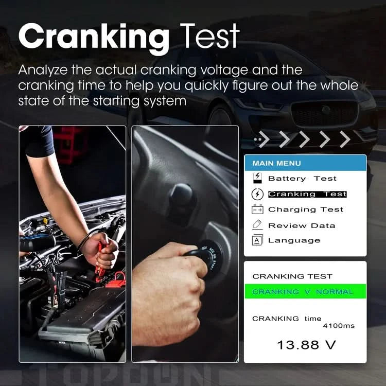 TOPDON BT200 12V 24V Car Battery Tester Battery Load Tester Battery Analyzer Car Truck Mechanics Repair Auto Diagnostic Battery