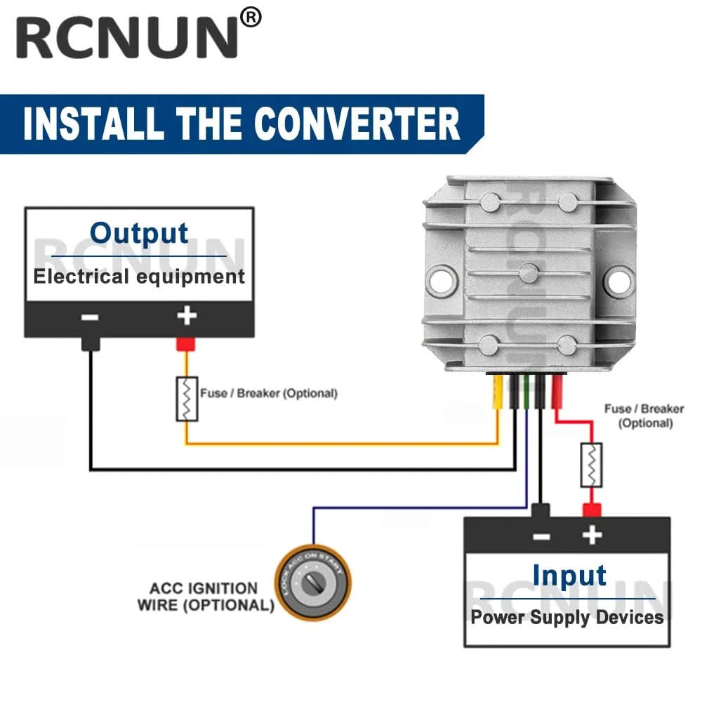 RCNUN 12V 24V auf 5V 6V 10A Abwärtswandler DC/DC-Regler 12 Volt auf 5 Volt 50W Buck Netzteil für Autos, Spielzeug