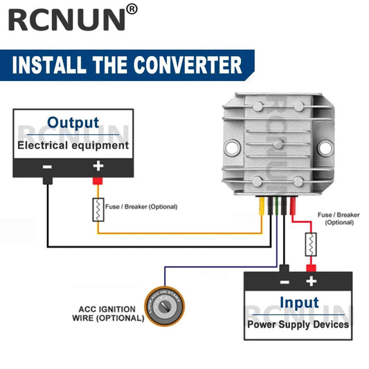 RCNUN 12V 24V to 5V 6V 10A Step Down DC DC Converter Regulator 12 Volt to 5 Volt 50W Buck Power Supply for Cars Toys