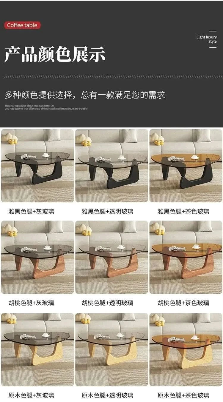 Modern simple creative round coffee table household small apartment living room tempered glass coffee table Internet celebrity