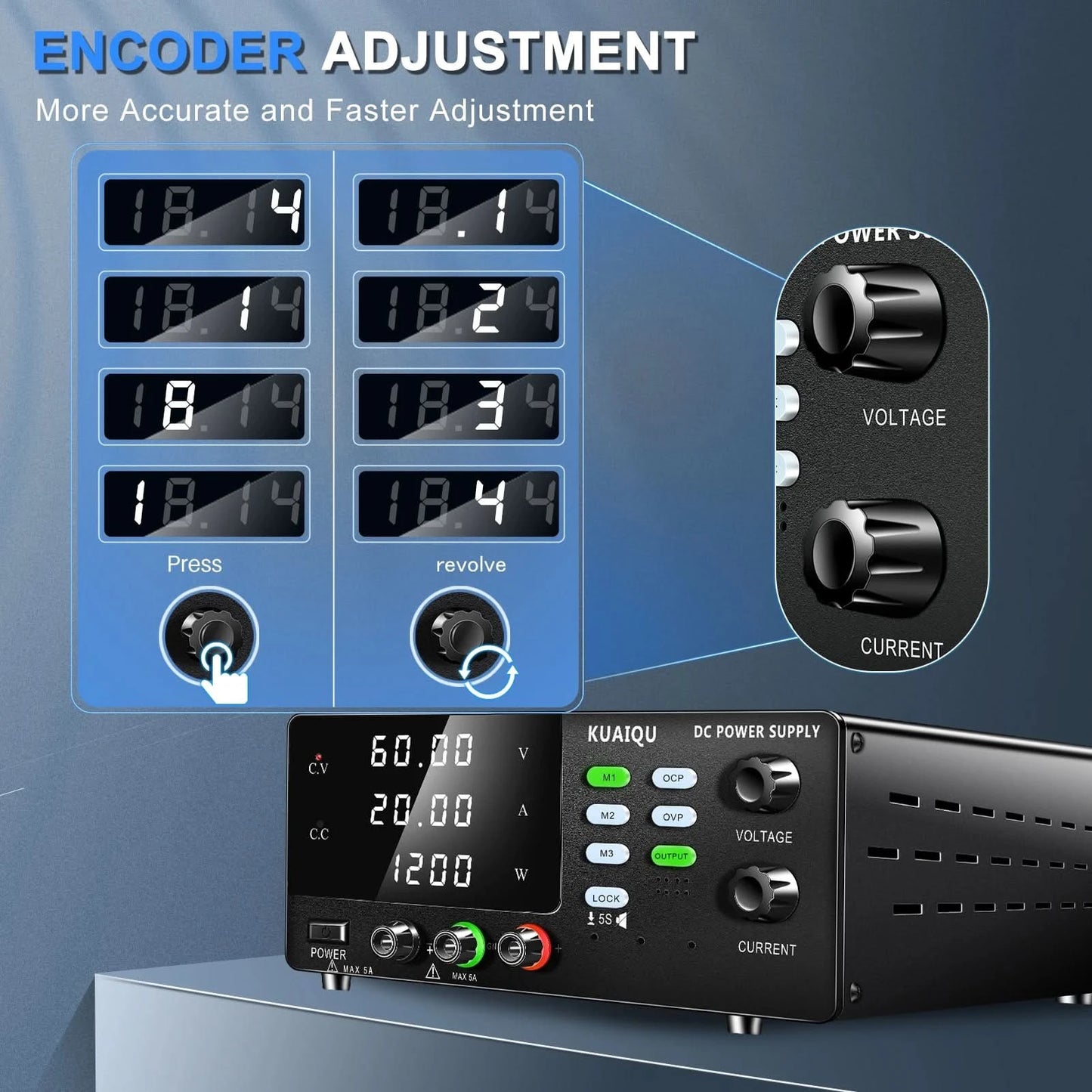 NICE-POWER 30V 10A Zweikanal-DC-Labornetzteil 60V 120V 240V Doppel-Tischnetzteil mit positiver und negativer Spannungsausgabe