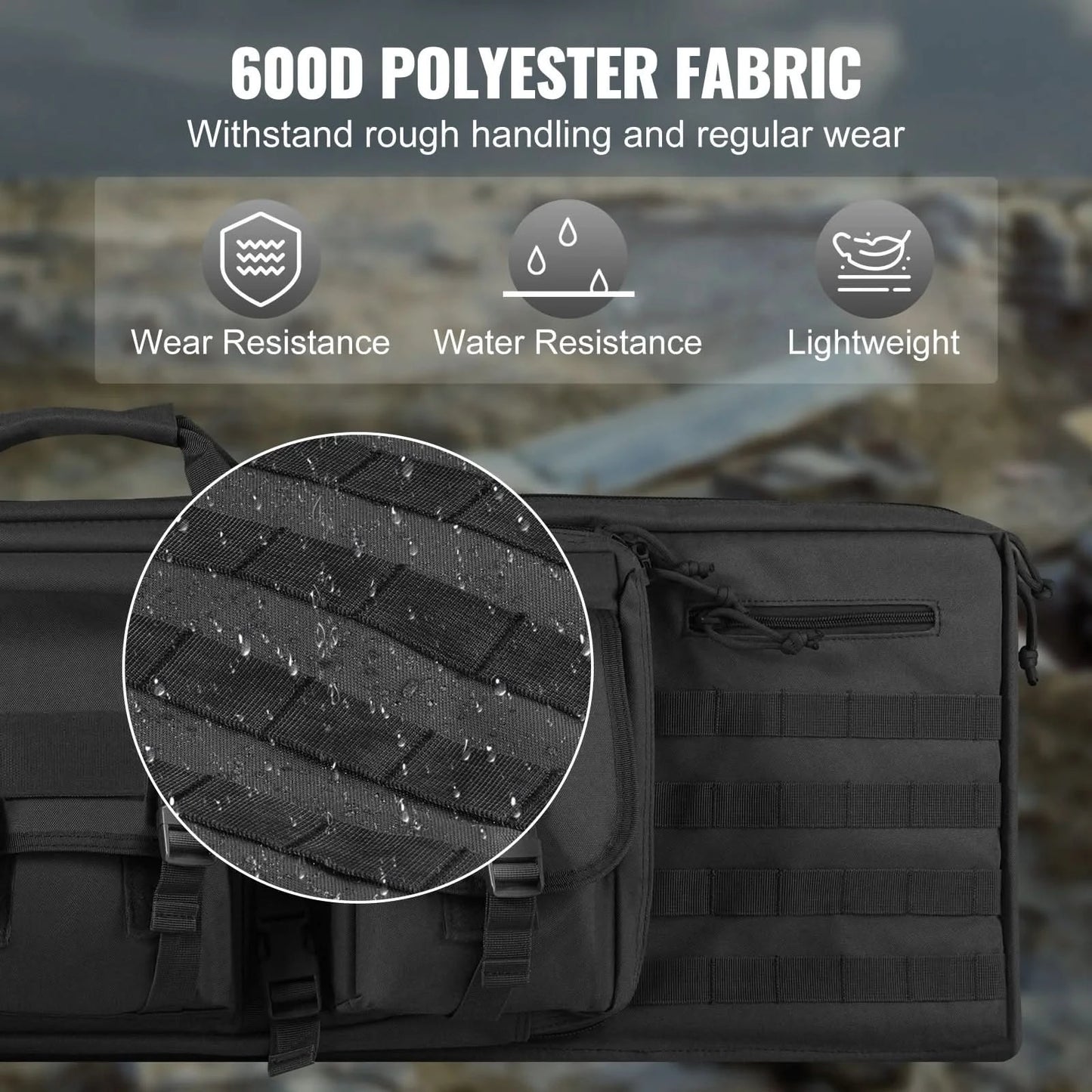 VEVOR Gewehrtasche 36/42 Zoll taktische Doppel-Langwaffentasche weiche Gewehrhülle mit abschließbarem Reißverschluss für zwei 34"/40" Gewehre & 2 Pistolen