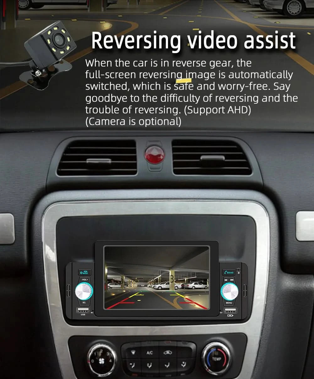 ESSGOO Autoradio 1 Din 5" Touchscreen MP5 Multimedia Bildschirmspiegelung Navigation und Rückfahrkamera