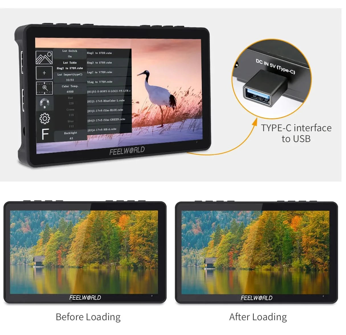 FEELWORLD F5 Pro V4 6 Zoll DSLR-Kamera-Feldmonitor Touchscreen 3D LUT FHD1920 1080 4K HDMI Video Fokusassistent für Gimbal