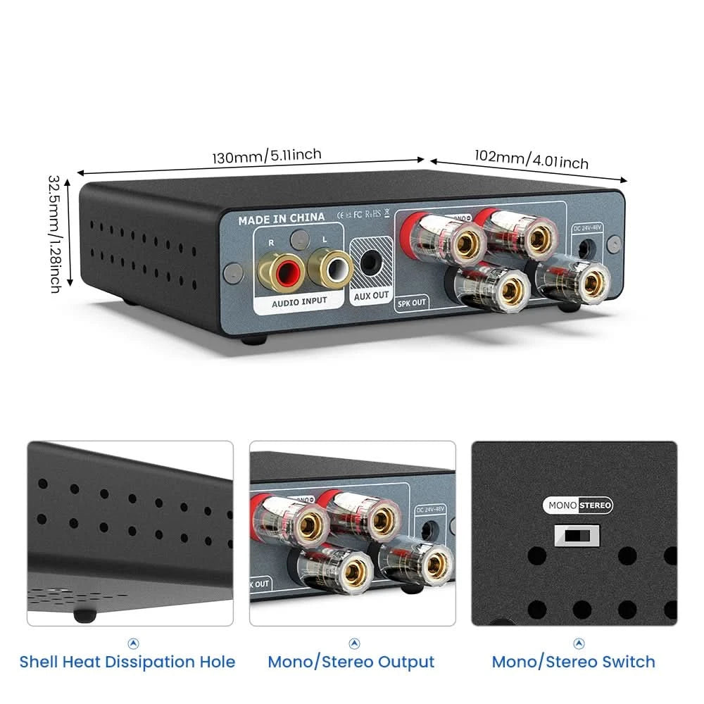 AIYIMA Audio A07 MAX Stereo-Verstärker 300W X2 TPA3255 Leistungsverstärker 2-Kanal brückbar Mono 600W Verstärker für Passivlautsprecher