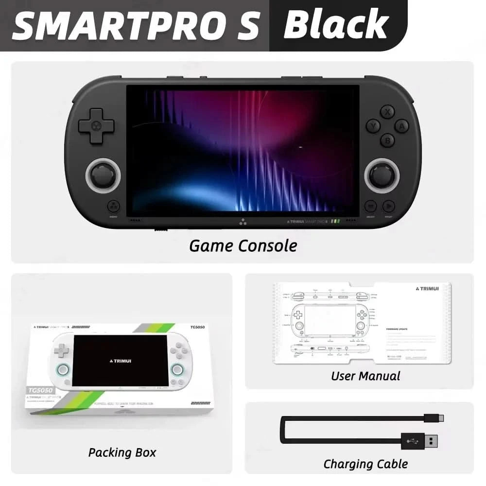 Trimui Smart Pro S Retro Handheld Game Console 4.96'' IPS Screen Linux System Joystick RGB Lighting Video Game Smartpros Gifts
