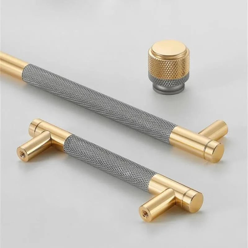 KK&FING Aluminium Knurled Handle Furniture Gold Cabinet Knobs Long Handles Kitchen Cupboard Drawer Knobs Dold Knobs And Pulls