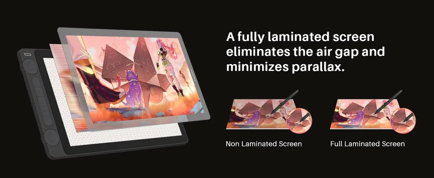 Huion Kamvas 13 Gen 3 Zeichendisplay 13,3" Zeichentablett+Anti-Glanz Glas, 99% sRGB, PenTech 4.0 16384 Stiftdrucksensitivität