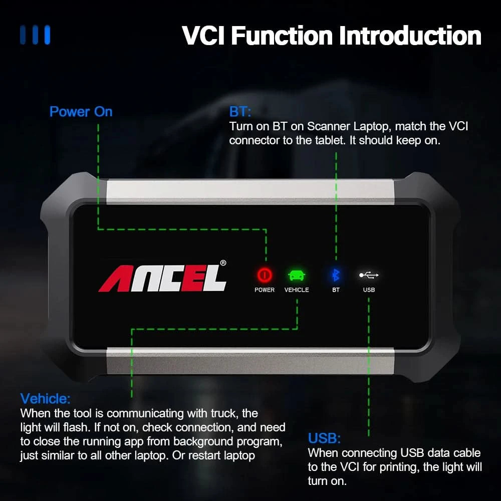 ANCEL X7HD Schwerlast-LKW-Scanner Volles Systemdiagnosetool Bidirektionales Diesel-Scan-Tool mit über 40 Reset- und DPF-ECU-Codierungsfunktionen