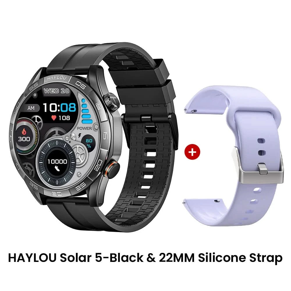 HAYLOU Solar 5 Smartwatch mit Sprachanrufen 1.58'' AMOLED Display 60Hz Smart Watch 24H Gesundheitsüberwachung Sport-Smartwatch für Herren