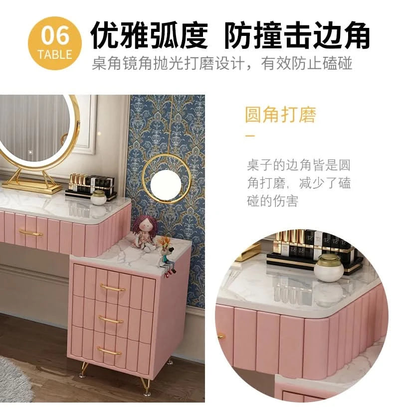 Modern Drawers Dressing Table Makeup Mirror Service Girl Pink Computer Vanity Table Living Room Vestidores Postmodern Furniture