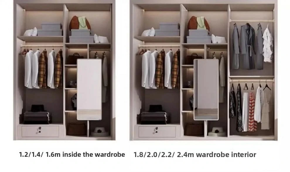 Light luxury sliding door clothes closet simple moder household bedroom wardrobe large storage armoire de rangement Furniture