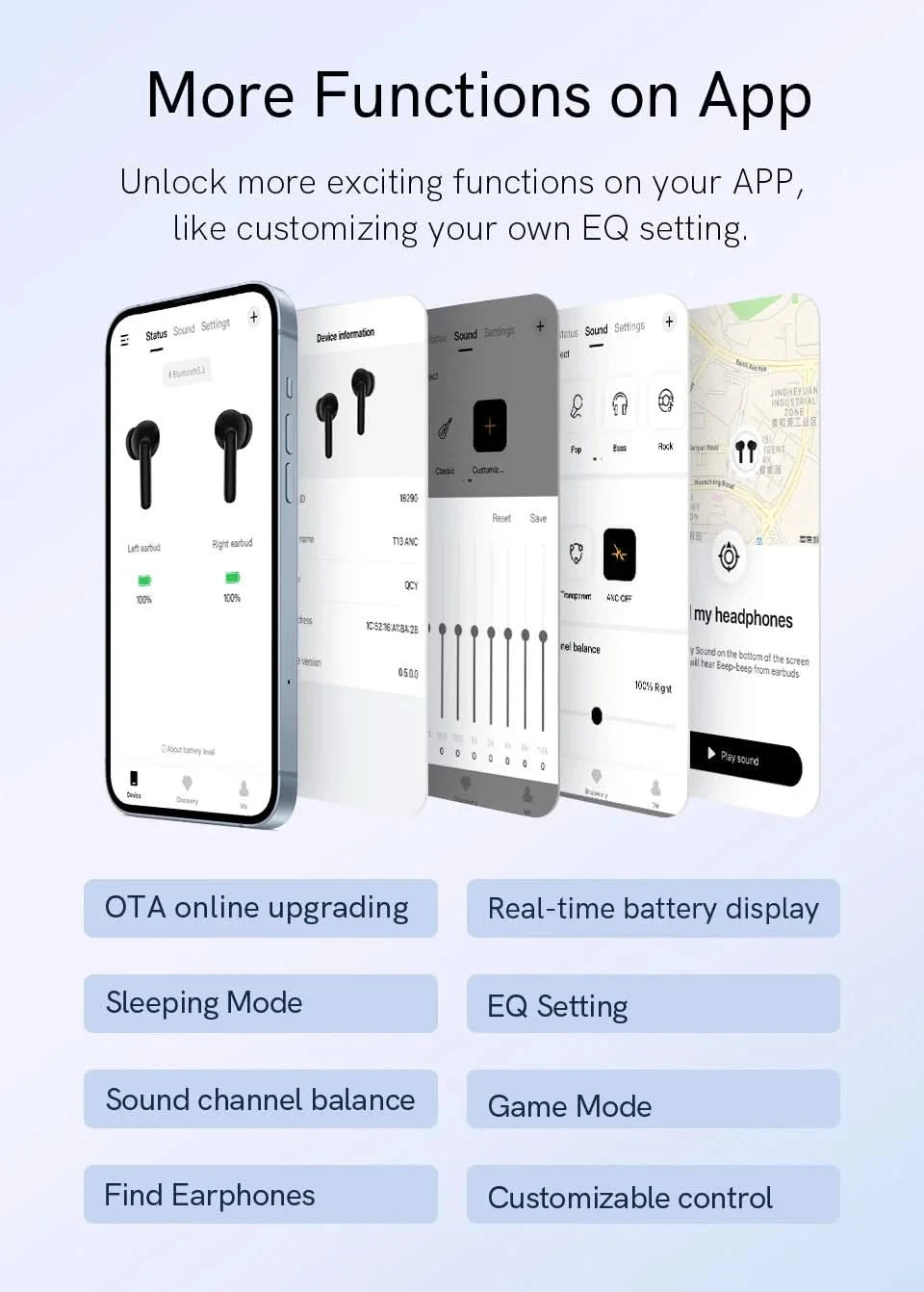 QCY T13 ANC Wireless Earbuds Bluetooth 5.3 TWS ANC Geräuschunterdrückung Kopfhörer 4 Mikrofone ENC Headset In-Ear Freisprech-Ohrhörer