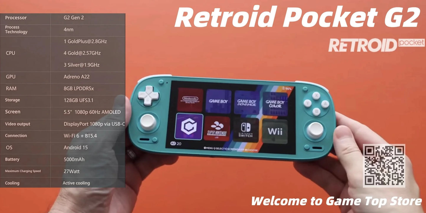 Retroid Pocket G2 Handheld Game Console Android 15 5.5 Inch 1080P AMOLED Screen 5000mAh Hall-Effect Joystick RP G2 Game Console