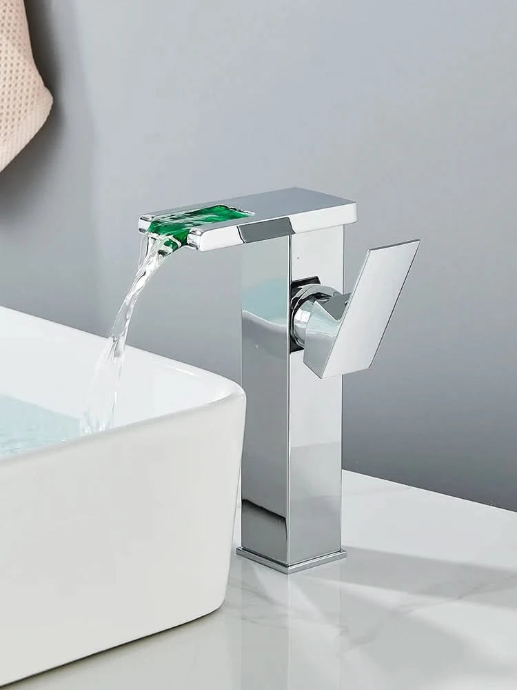 Rozin LED-Badwaschtischarmatur schwarz Wasserfall-Waschtischarmaturen Hydroelektrische LED-Waschtischarmatur Warm- und Kaltwasser-Mischbatterie