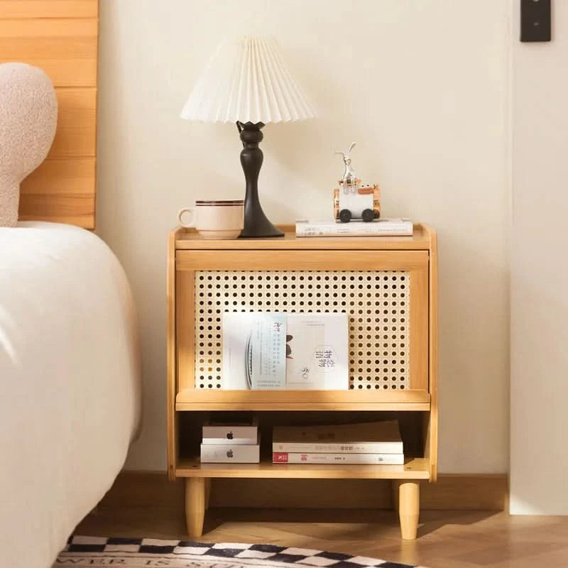 Minimally modern bamboo bedroom bedside table, living room small cabinet, small storage cabinet, household storage cabinet