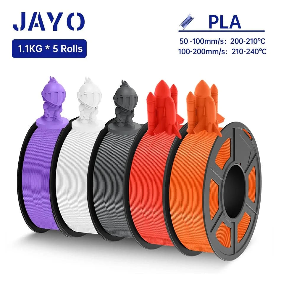 JAYO PLA Filament 1.75MM 5Rolls 3D Printer Filament PLA 100% No Bubble for FDM Coloful 3D Printing Material DIY Gift