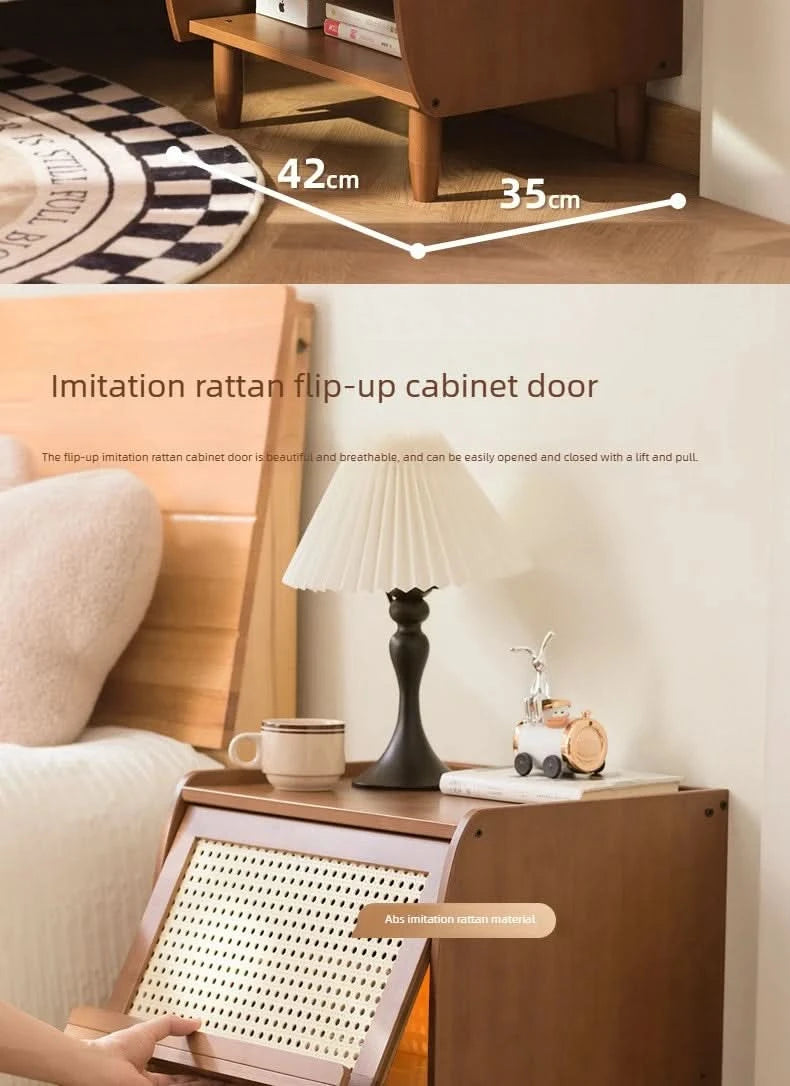 Minimally modern bamboo bedroom bedside table, living room small cabinet, small storage cabinet, household storage cabinet