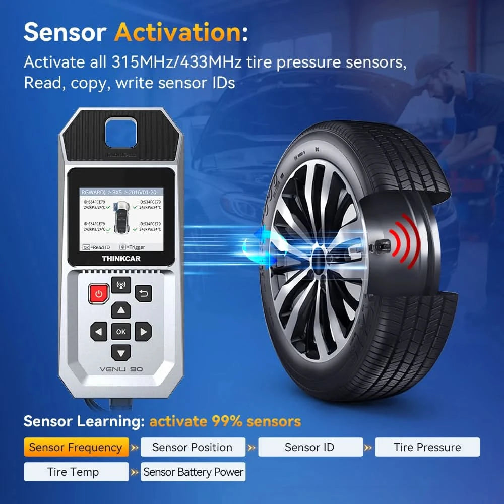 THINKCAR VENU 90 Car Tire Pressure Monitor WIFI Programming Diagnostic Tool Activate All Sensor Work On 315 433MHz DTCs
