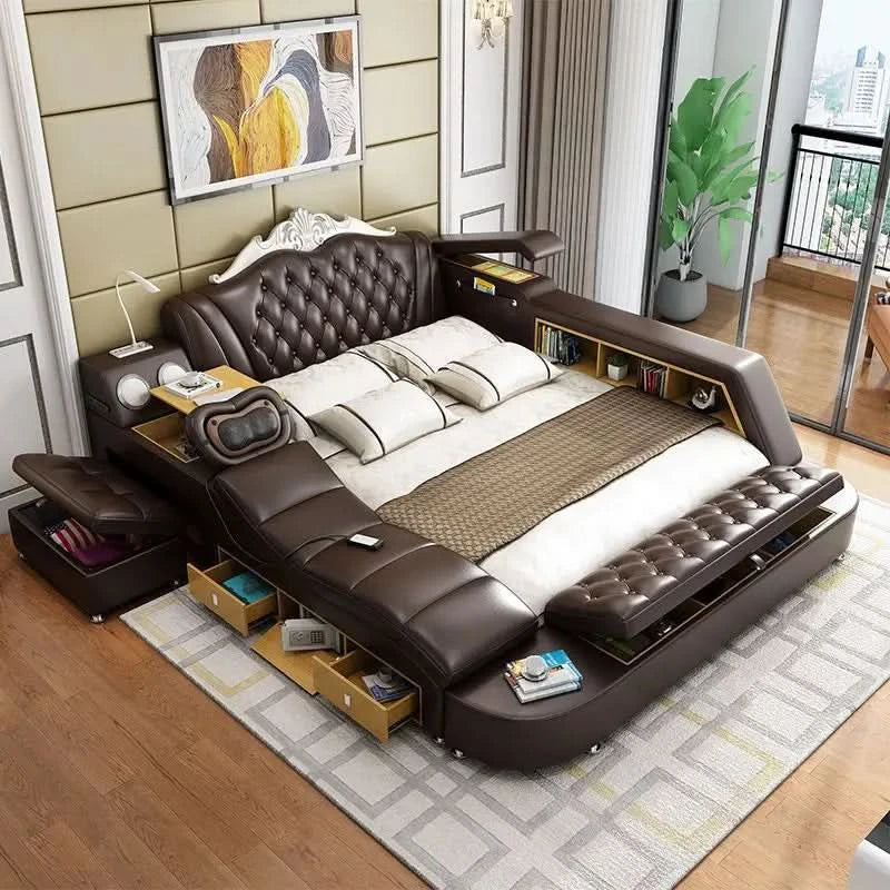 Frame Full Size Storage Bed Queen Size Luxury 180x200cm King Bed Minimalist Upholstered Nordic 150x200cm Home Bedroom Furniture