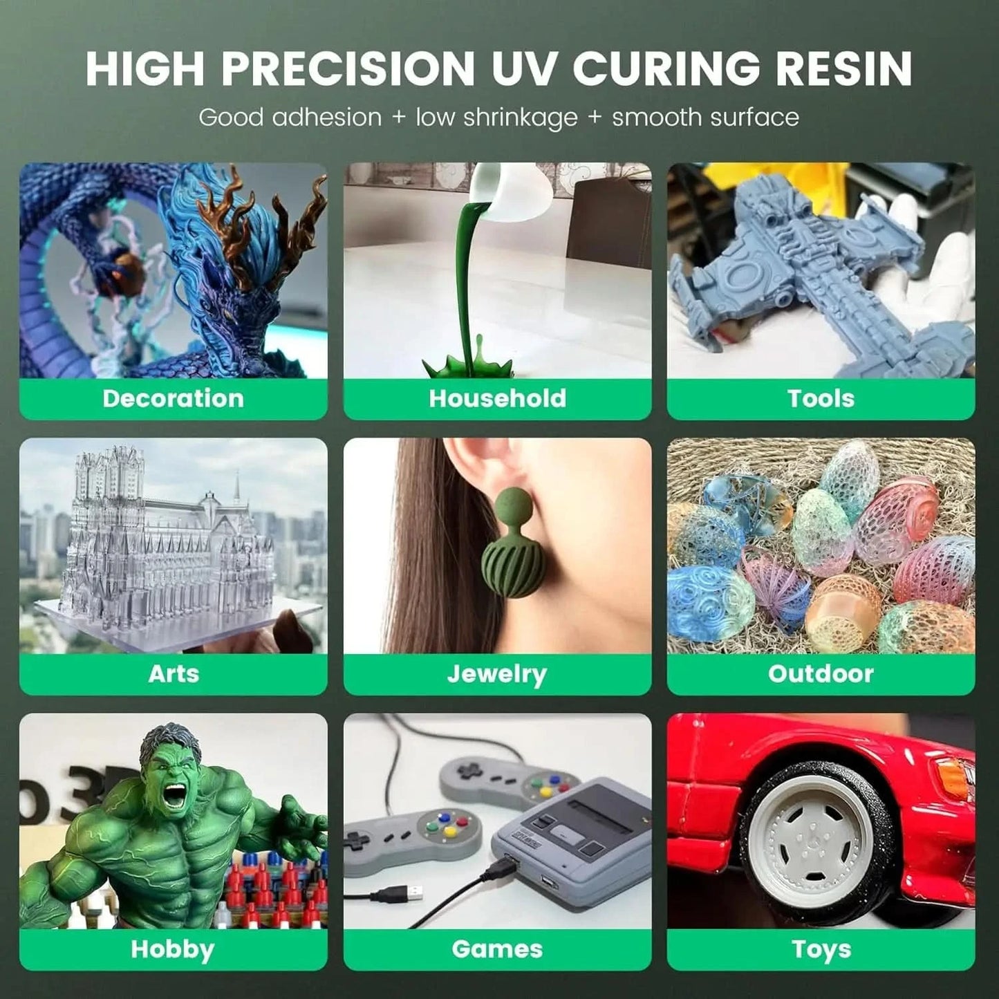 SUNLU 10KG  Standard / Water-Wash 3D Resin 405nm UV Resin For most SLA/DLP/LCD 3D Printer Material UV Sensitive 1kg