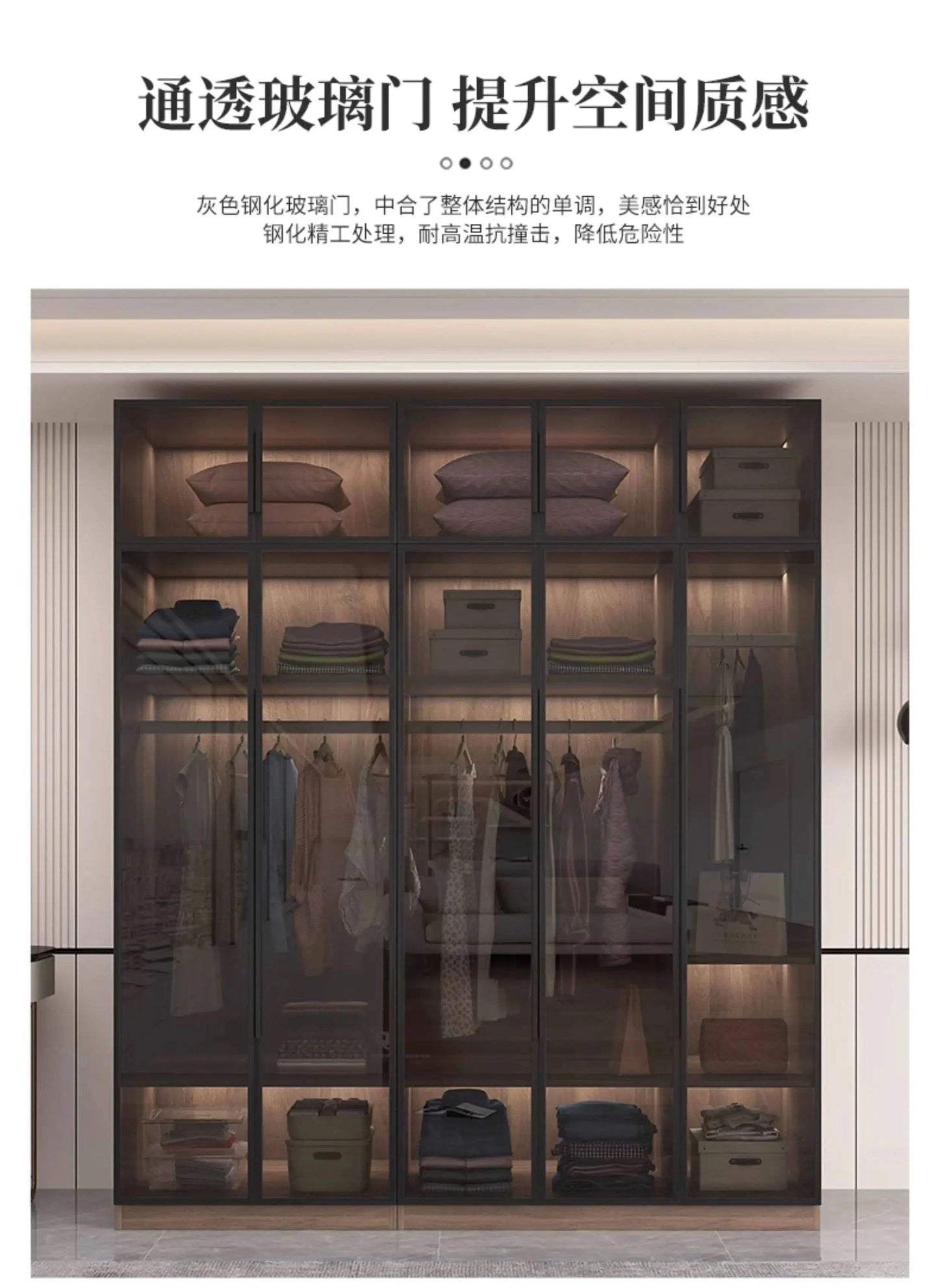 Glass light luxury corner cloakroom wardrobe Double clothes closet cabinets and wardrobes Cabinet dressing clothe home furniture