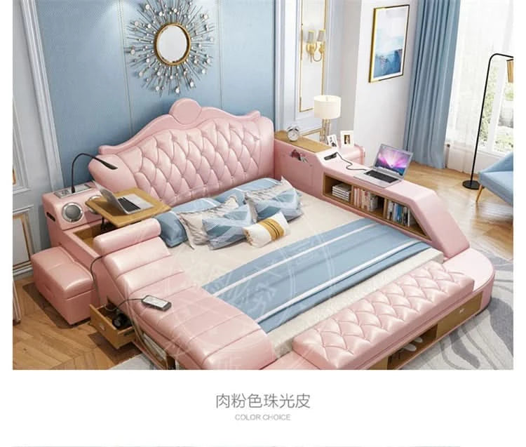 Headboard Storage Double Bed Queen Drawers King Size Smart Bed Luxury Princess Modern Letto Matrimoniale Bedroom Furniture