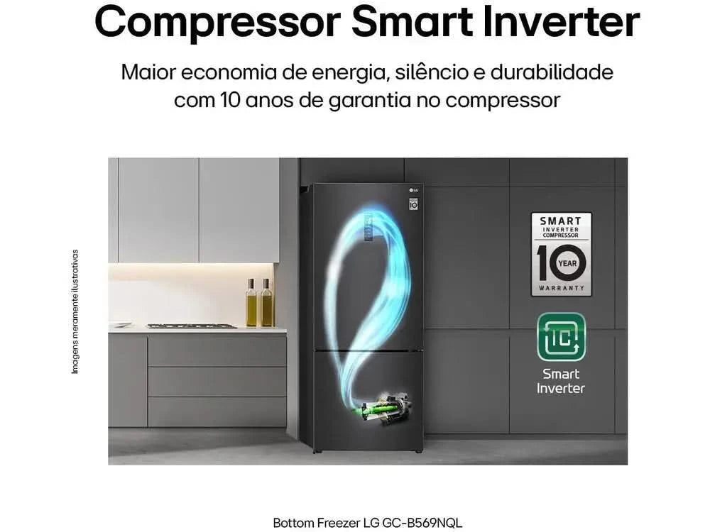 LG Smart No Frost Kühl-/Gefrierkombination, Schwarz – 220 V