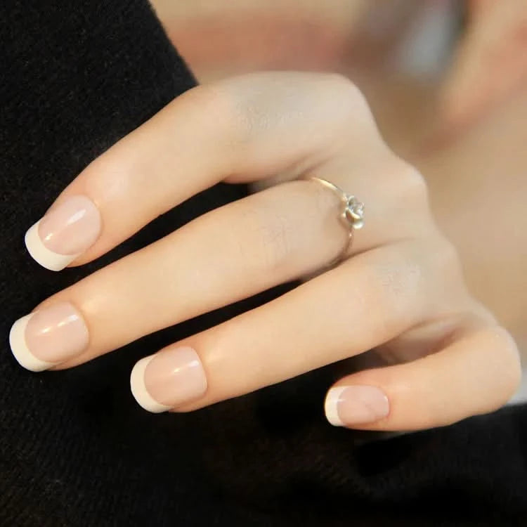 50Sheets Classical French Fake Nails Wholesale Short Natural French Nails False Batch Sale Nail Art Store School Basic Tools