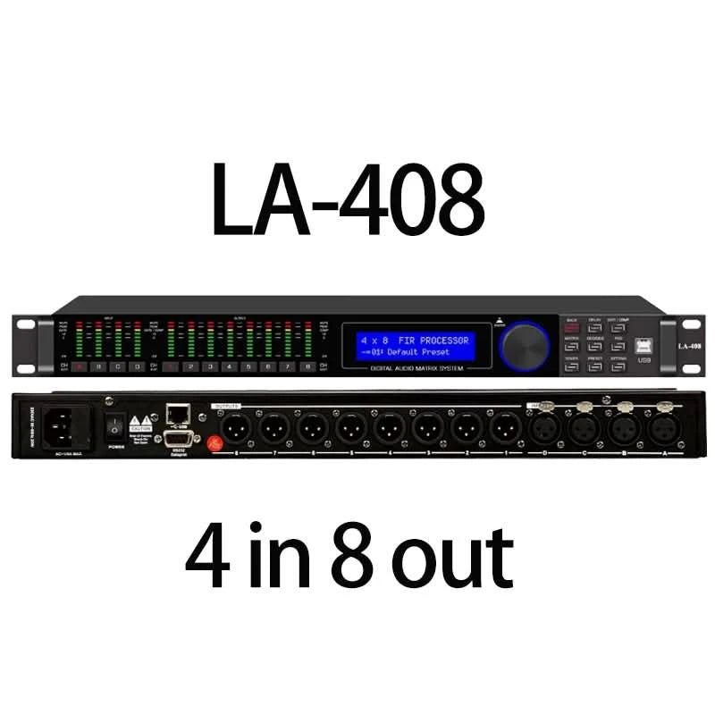 Paulkitson LA-408 Digital Professional Audio Processor Four In Eight Out 64 Bit DSP With Fir Speaker Stage Performance System