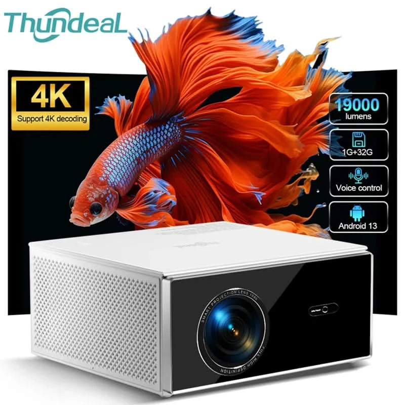 ThundeaL TDA7W Full HD 1080P Projektor Android WiFi 32G Beamer 4K Video TDA7 Sprachsteuerung 3D Smart TV Heimkino-Beamer