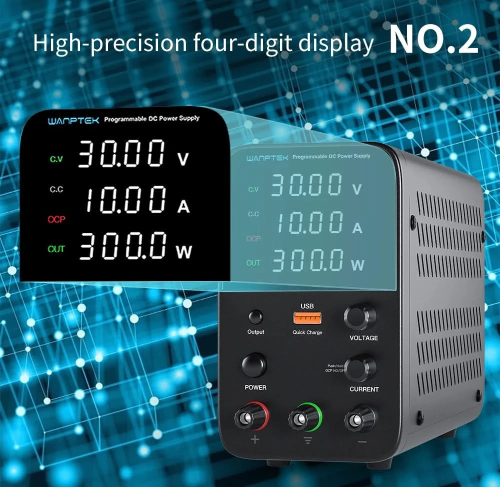 Wanptek Einstellbares Gleichstromnetzteil 30V 10A 60V 5A Labornetzgerät Stabilisiertes Netzteil Spannungsregler Schalter 220V