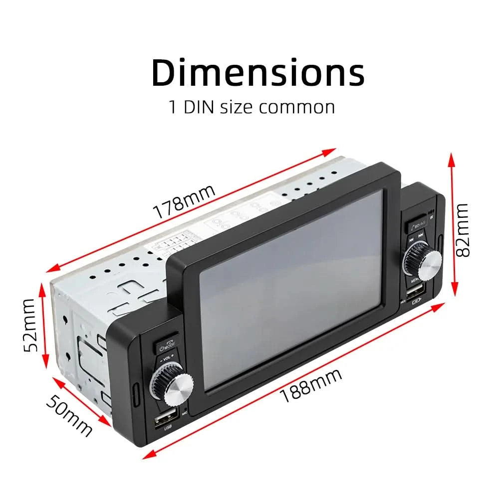 ESSGOO Autoradio 1 Din 5" Touchscreen MP5 Multimedia Bildschirmspiegelung Navigation und Rückfahrkamera