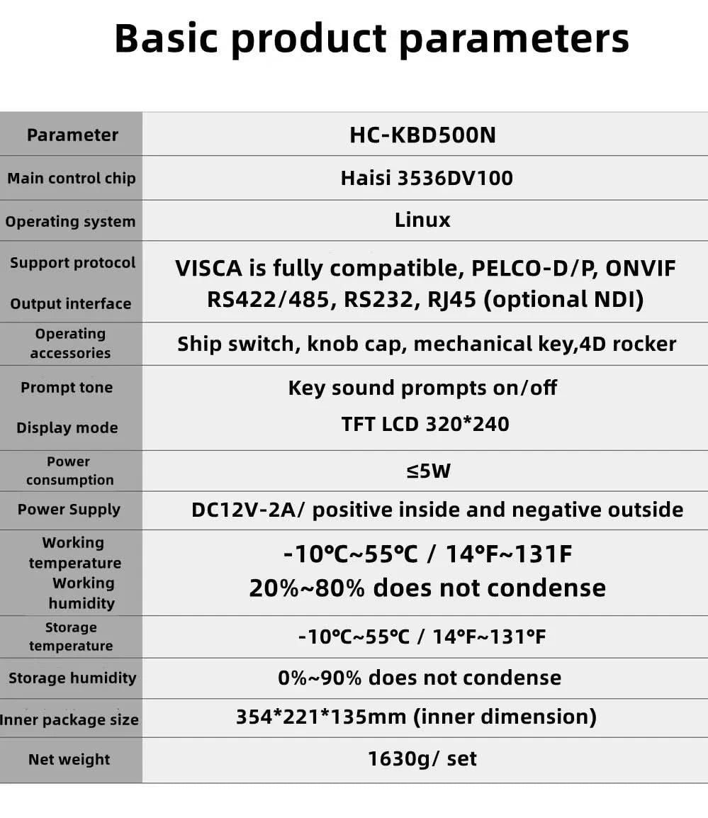 HCSTVCON NDI Joystick-Controller-Tastatur 3D-Controller Videokonferenz Kirchen-Livestreaming PTZ-Kamerasteuerung 255 Voreinstellungen