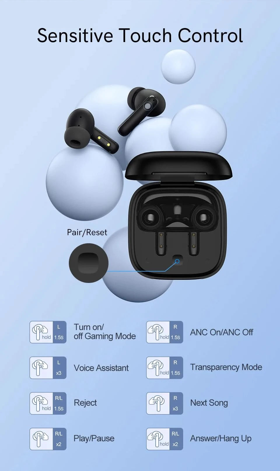 QCY T13 ANC Wireless Earbuds Bluetooth 5.3 TWS ANC Geräuschunterdrückung Kopfhörer 4 Mikrofone ENC Headset In-Ear Freisprech-Ohrhörer