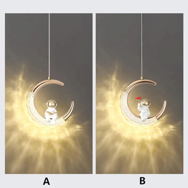 Children's Room Bedside Chandelier Modern Minimalist Light Luxury Cartoon Boy Girl Bedroom Moon Lamp Astronaut Small Chandelier