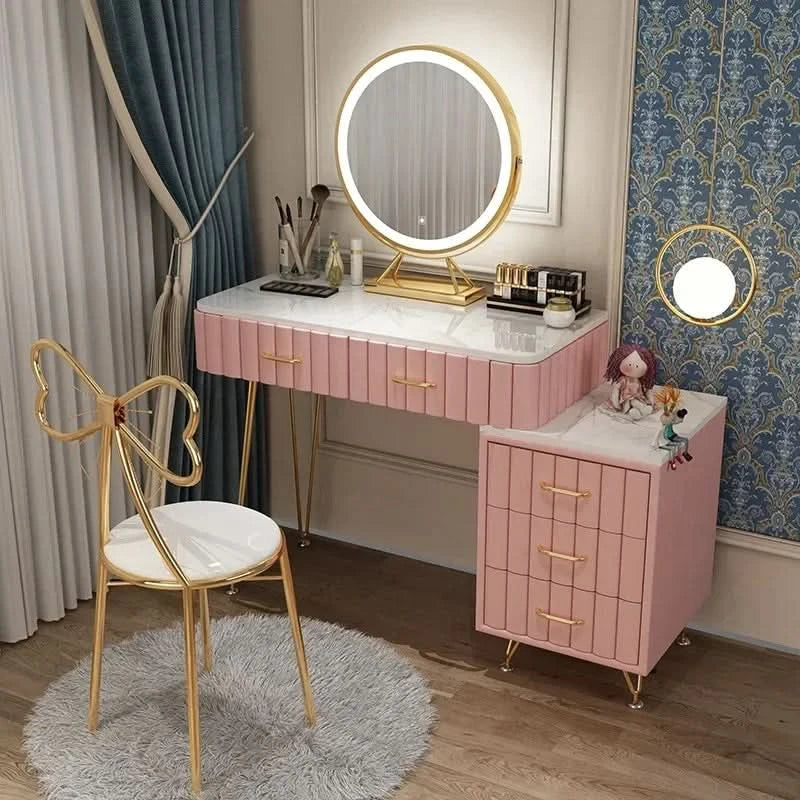 Modern Drawers Dressing Table Makeup Mirror Service Girl Pink Computer Vanity Table Living Room Vestidores Postmodern Furniture