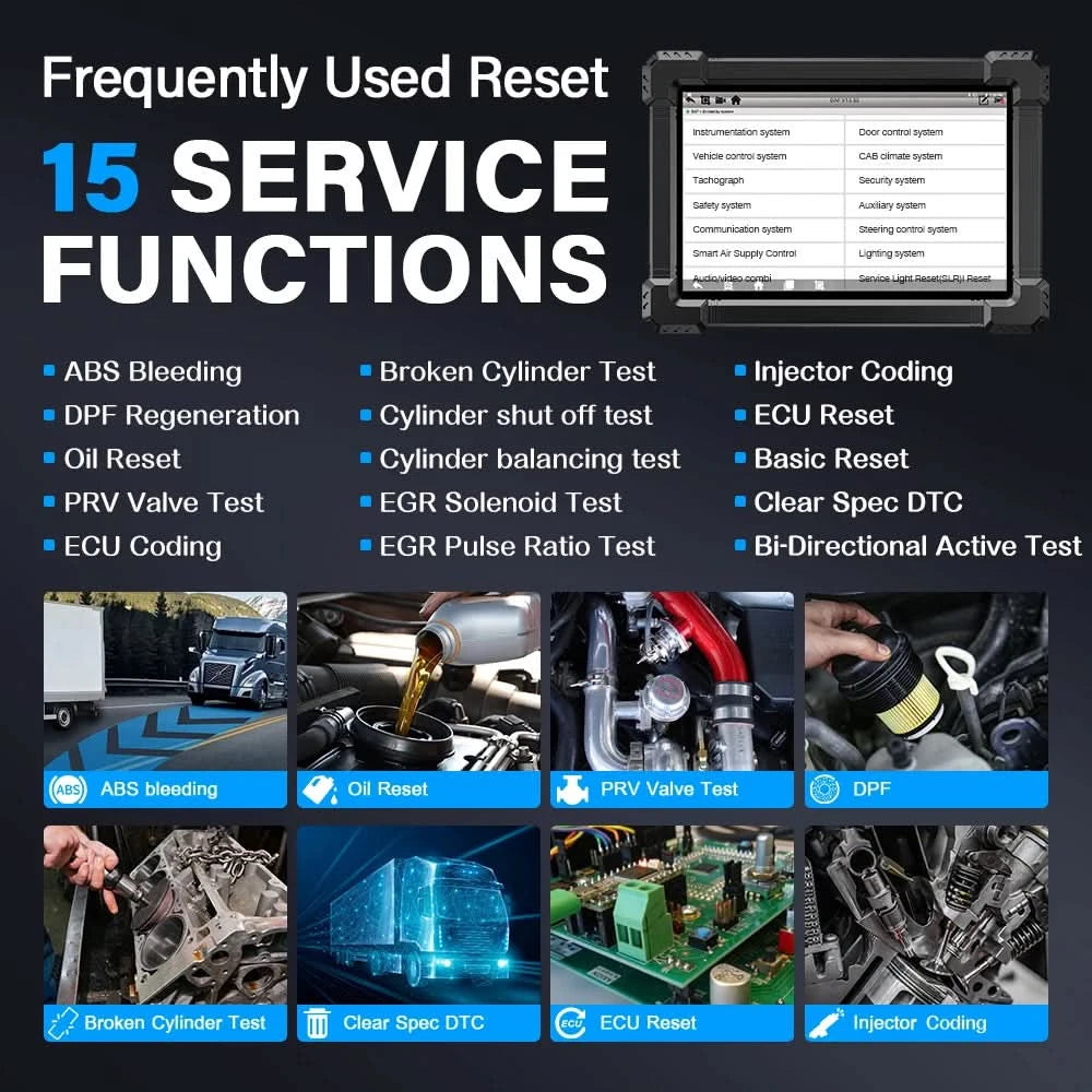 ANCEL X7HD Schwerlast-LKW-Scanner Volles Systemdiagnosetool Bidirektionales Diesel-Scan-Tool mit über 40 Reset- und DPF-ECU-Codierungsfunktionen