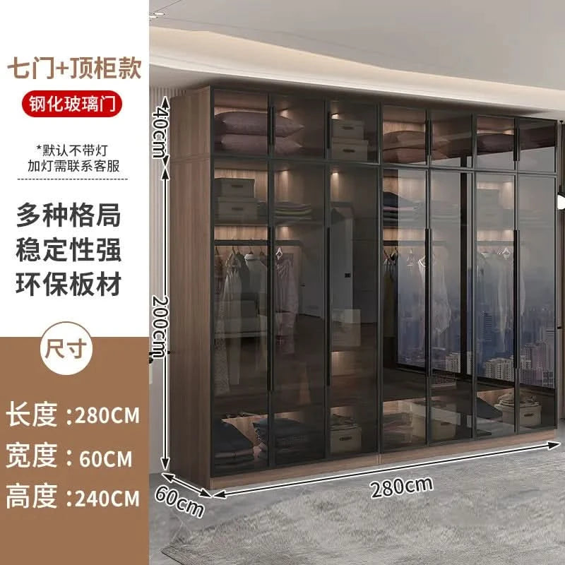 Glass light luxury corner cloakroom wardrobe Double clothes closet cabinets and wardrobes Cabinet dressing clothe home furniture