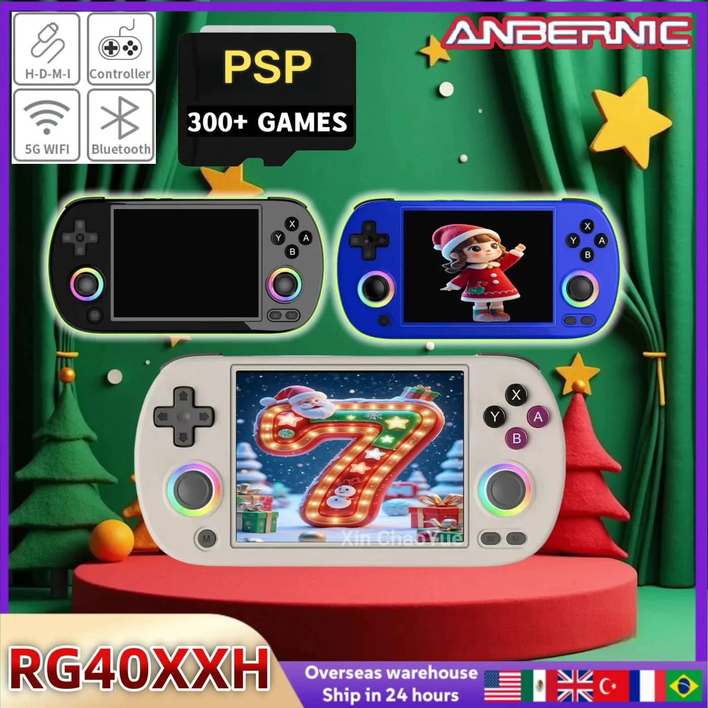 ANBERNIC RG40XX H Retro-Handheld-Spielkonsole RG40XXH Videoplayer Smartpro 4,0 Zoll IPS-Bildschirm Linux 5G WIFI 256G 300+ PSP-Spiele