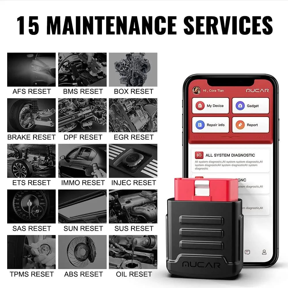 MUCAR BT200 BT200 PRO Car Scan Tool OBD2 Diagnostic Tool Full System Diagnosis scanner for all car 15 Reset Code Reader