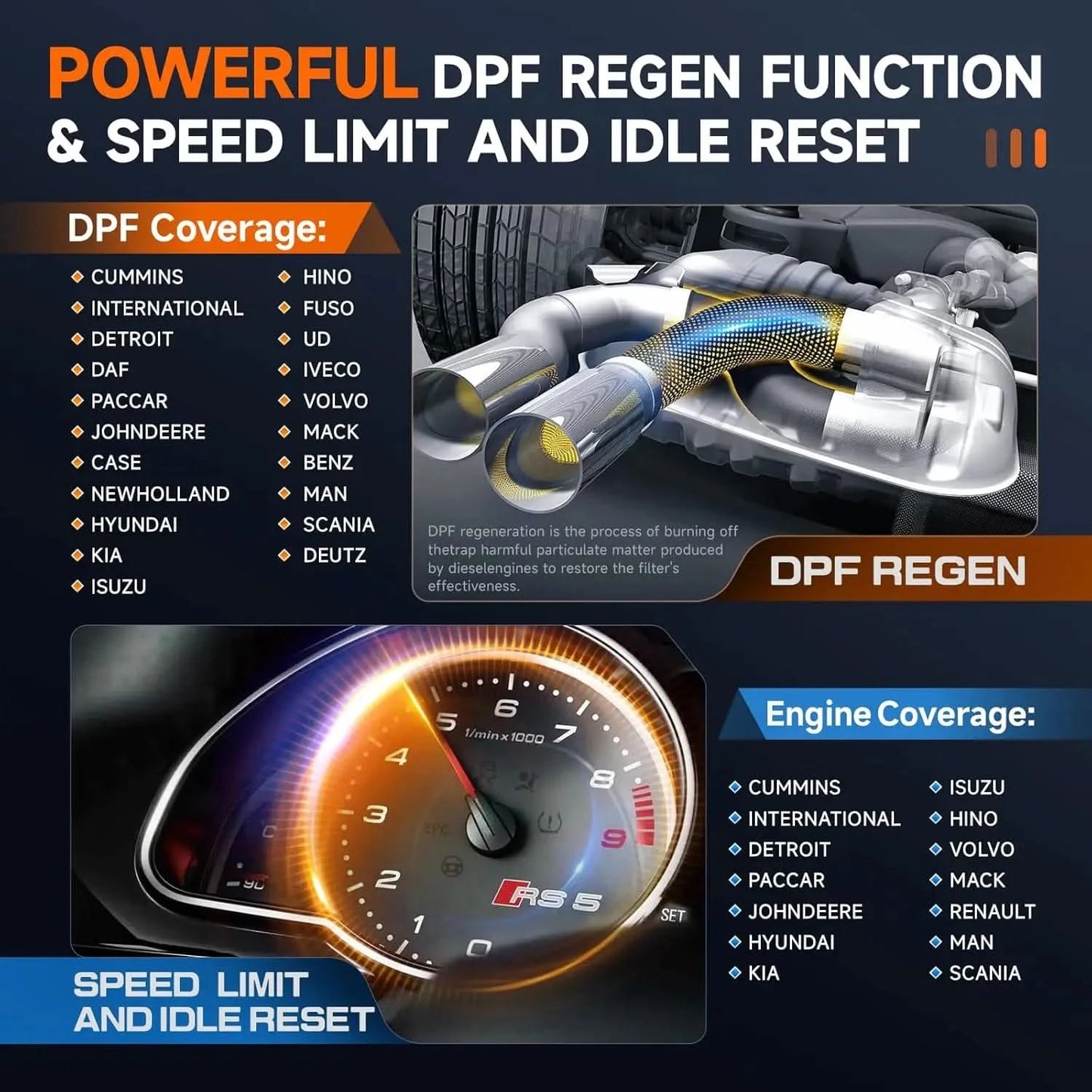 ANCEL X7HD Schwerlast-LKW-Scanner Volles Systemdiagnosetool Bidirektionales Diesel-Scan-Tool mit über 40 Reset- und DPF-ECU-Codierungsfunktionen