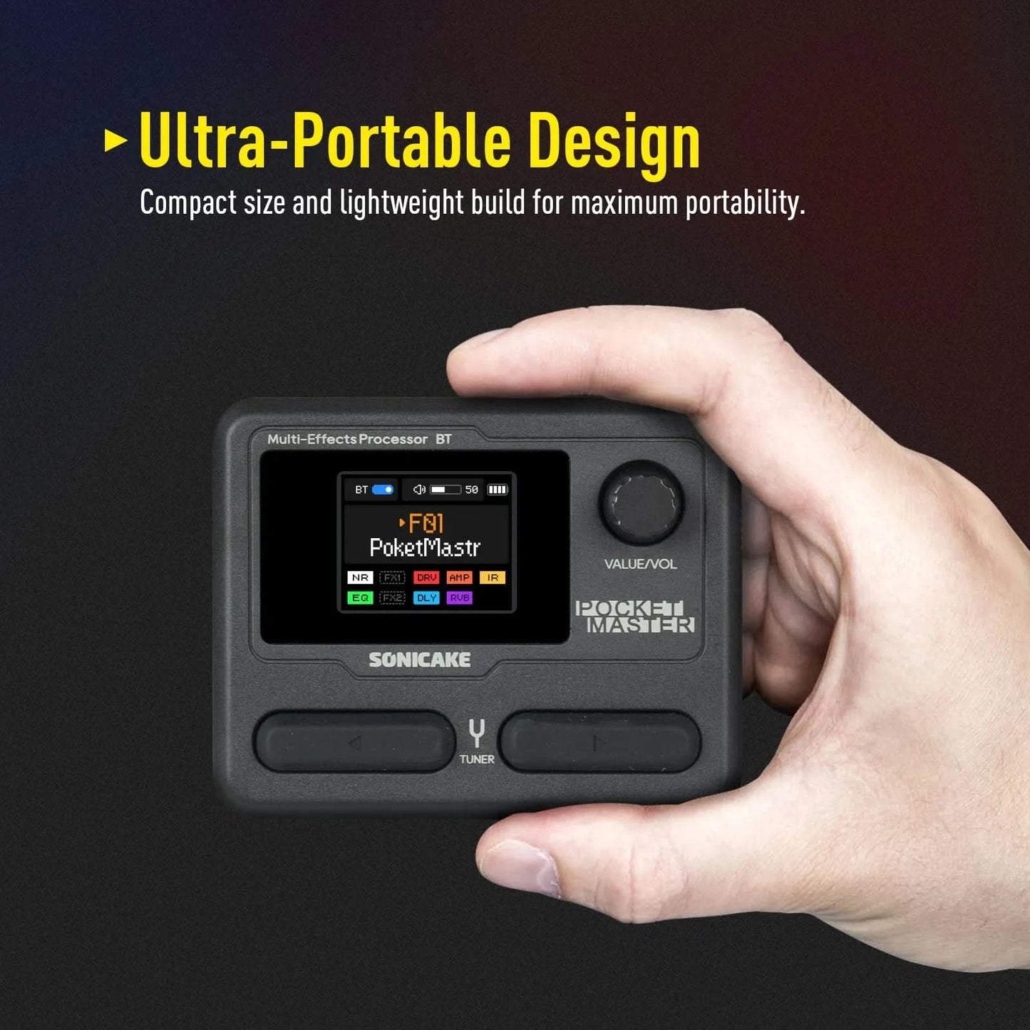 SONICAKE Pocket Master Brasil English Version Guitar Bass Amp 100+ Multi-Effects Pedal APP Control Built-in battery