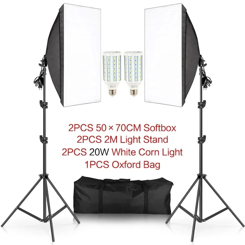 Studio-Kit Foto Softbox Lichtbox Beleuchtung Einzelne Led-Lampe mit Stativ Fotografie Shooting Soft Box Blitz E27 Zubehör