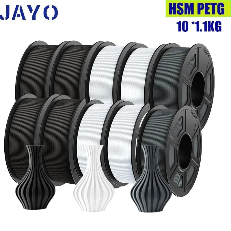 JAYO High Speed Matte PETG Multiple Colors Mixed 10 Rolls Filament 175mm Non-toxic Bubble Free Smooth Suitable for 3D Printi